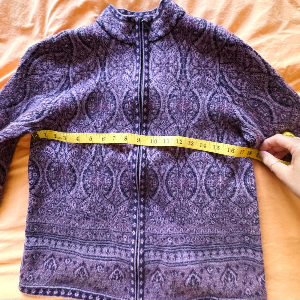 Pendleton Women's Full Zip 100% Merino Wool Lavender Cardigan - Size Medium - Picture 10 of 13